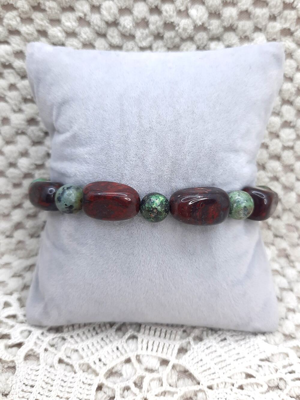 Natural Dragon Blood Jasper Bracelet Stretch Tumbled Stone Beaded Unisex NEW